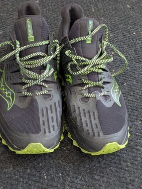 Saucony Black with Lime Green Accents Trail Running Shoes